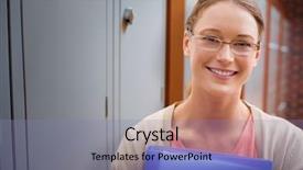  Presentation with student nurse teaching university - Slide deck with student smiling against closed lockers background and a seafoam green colored foreground