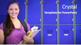  Presentation with purple - Colorful slide set enhanced with campus security - happy student against purple lockers backdrop and a cobalt blue colored foreground
