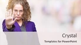  Presentation with happy young student girl holding - Beautiful PPT layouts featuring campus security - young brunette student girl wearing backdrop and a  colored foreground