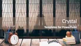  Presentation with shares - Colorful slide deck enhanced with campus tour - school supplies against stocks backdrop and a  colored foreground