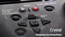  Presentation with professional portfolio - Slide deck consisting of camrecorder - buttons on the professional camcorder background and a dark gray colored foreground