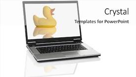  Presentation with yellow and teal design no picture - Cool new PPT layouts with camrecorder - picture of a laptop backdrop and a white colored foreground