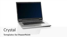  Presentation with reflection - Beautiful PPT theme featuring camrecorder - picture of a laptop backdrop and a white colored foreground