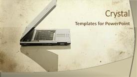  Presentation with laptop - Audience pleasing slides consisting of camrecorder - picture of a laptop backdrop and a cream colored foreground