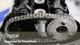  Presentation with distribution - Theme enhanced with camshaft - image of gas distribution mechanism background and a dark gray colored foreground