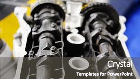  Presentation with distribution - PPT layouts with camshaft - image of gas distribution mechanism background and a dark gray colored foreground