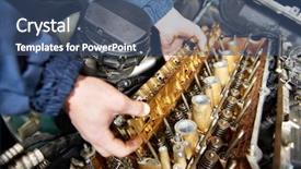  Presentation with mechanic repair - Colorful presentation theme enhanced with camshaft - mechanic repairman at automobile car backdrop and a ocean colored foreground