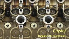  Presentation with car engine - Amazing PPT theme having camshaft - part of a car engine backdrop and a tawny brown colored foreground
