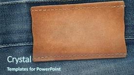  Presentation with jeans - Presentation having small headphones with mobile phone on wooden desk background and a dark gray colored foreground