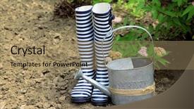  Presentation with rubber - Cool new presentation design with can near bush- gardening concept backdrop and a coral colored foreground