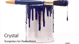  Presentation with blue professional - Amazing slide deck having can of blue paint and professional brush on a white backdrop and a white colored foreground