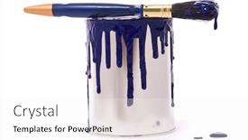  Presentation with blue professional - PPT theme enhanced with can-of-blue-paint background and a white colored foreground