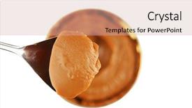  Presentation with condensed milk - Slide deck featuring can of boiled condensed milk with spoon isolated on white background and a soft green colored foreground