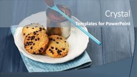  Presentation with condensed milk - Audience pleasing PPT theme consisting of boiled condensed milk with spoon backdrop and a light blue colored foreground