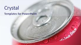  Presentation with soda - Beautiful presentation theme featuring can of caffeine free soda backdrop and a sky blue colored foreground