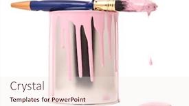  Presentation with paint brush - Beautiful PPT theme featuring can-of-pink-paint backdrop and a sky blue colored foreground
