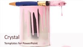  Presentation with paint brush - PPT theme with can of pink paint background and a sky blue colored foreground
