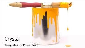  Presentation with paint brush - Theme with can of yellow paint background and a white colored foreground