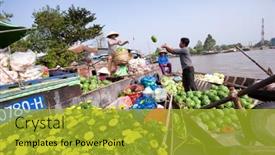  Presentation with mekong delta - PPT theme having can-tho-vietnam-23-jan background and a gold colored foreground