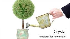  Presentation with invest - Presentation theme with can watering a pot tree background and a white colored foreground