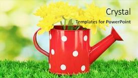  Presentation with fade blue painted red white - Presentation theme enhanced with can with white polka dot background and a yellow colored foreground