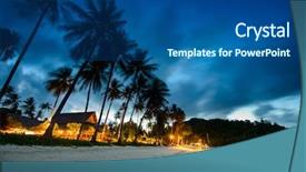  Presentation with thailand - Theme enhanced with cana - bungalows palms and beach background and a ocean colored foreground