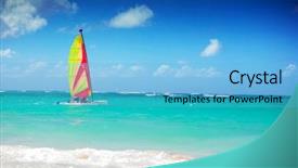  Presentation with republic dominican - Theme having cana - catamaran sailing in the caribbean background and a light blue colored foreground