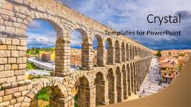  Presentation with aqueduct - Colorful presentation design enhanced with cana - segovia spain at the ancient backdrop and a light blue colored foreground