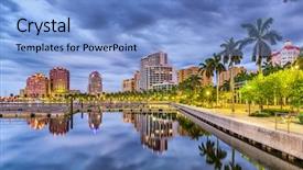  Presentation with orlando florida usa downtown city - PPT layouts with cana - west palm beach florida usa background and a light blue colored foreground