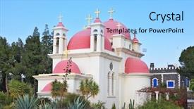  Presentation with pink white - Slide set featuring cana galilea - white walls pink domes background and a  colored foreground