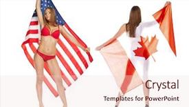  Presentation with america canada - Audience pleasing presentation theme consisting of canada and the united states backdrop and a lemonade colored foreground