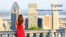  Presentation with royal - Amazing slide set having canada day - montreal woman looking at montreal backdrop and a sky blue colored foreground