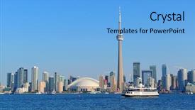  Presentation with toronto - PPT theme enhanced with canada day - toronto skyline panorama over lake background and a light blue colored foreground