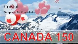  Presentation with maple leaf - Slide set consisting of canada day maple leaf balloons background and a light blue colored foreground