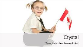  Presentation with horses and girl - Slide set with canada flag - little girl isolated background and a white colored foreground