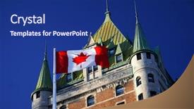  Presentation with canada flag - PPT theme enhanced with canada flag - quebec city most famous landmark background and a navy blue colored foreground