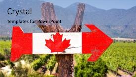  Presentation with winery - Slide deck with canada flag wooden sign background and a light blue colored foreground