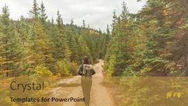  Presentation with hike forest - Slide deck featuring canada-hiker-travel-woman-walking background and a gold colored foreground