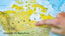  Presentation with canada map - PPT theme consisting of canada-on-the-map background and a yellow colored foreground