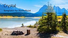  Presentation with mountain lake - Cool new presentation theme with canada picturesque shores of abraham backdrop and a light blue colored foreground