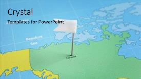  Presentation with canada map - Amazing theme having canada pinned on map closeup backdrop and a light blue colored foreground