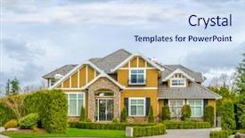  Presentation with luxury house - Colorful PPT theme enhanced with canada real estate - luxury house backdrop and a sky blue colored foreground