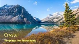  Presentation with rocky mountains - Cool new presentation theme with canada-rocky-mountains-glacial-lake backdrop and a tawny brown colored foreground