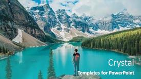  Presentation with banff national park - PPT theme enhanced with canada-travel-man-hiker background and a teal colored foreground