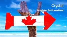  Presentation with canada - Presentation design with canada wooden sign with ocean background and a cobalt blue colored foreground