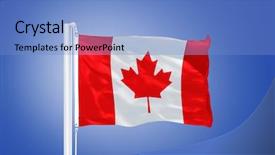  Presentation with canada culture - Colorful theme enhanced with canadian culture - flag of canada flying backdrop and a light blue colored foreground