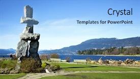  Presentation with vancouver - Slide set enhanced with canadian culture - inukuk at english bay background and a light blue colored foreground