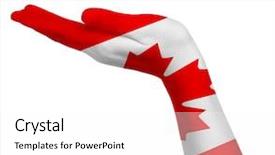  Presentation with canadian flag - Beautiful presentation theme featuring canadian flag on an open hand backdrop and a white colored foreground