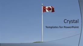  Presentation with canadian - Slide set with canadian flag stands atop background and a teal colored foreground