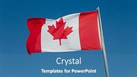 Presentation with canadian flag - Slide deck enhanced with canadian-flag-waving-against-blue background and a teal colored foreground